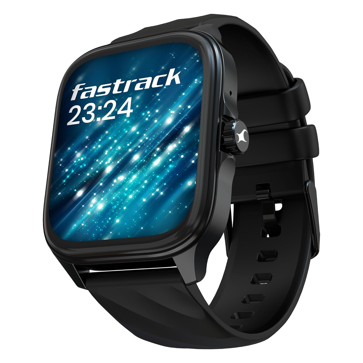 fastrack revoltt fs1,46.9mm hd display,working crown,advance chipset,bt calling,ip68,sos smartwatch (black strap, free size)