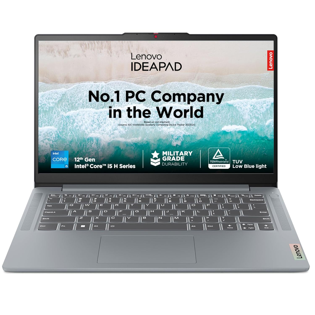 lenovo ideapad slim 3 12th gen intel core i5-12450h 14" (35.5cm) fhd 250 nits thin & light laptop (16gb/512gb ssd/win 11/office 21/1yr warranty/alexa built-in/3 mon. game pass/grey/1.37kg), 83eq005vin